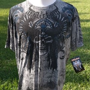 Affliction black and blue short sleeve tee New XXL